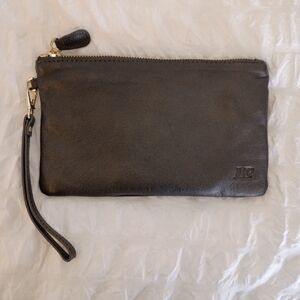 Elegant Black Leather Wrist Wallet Clutch